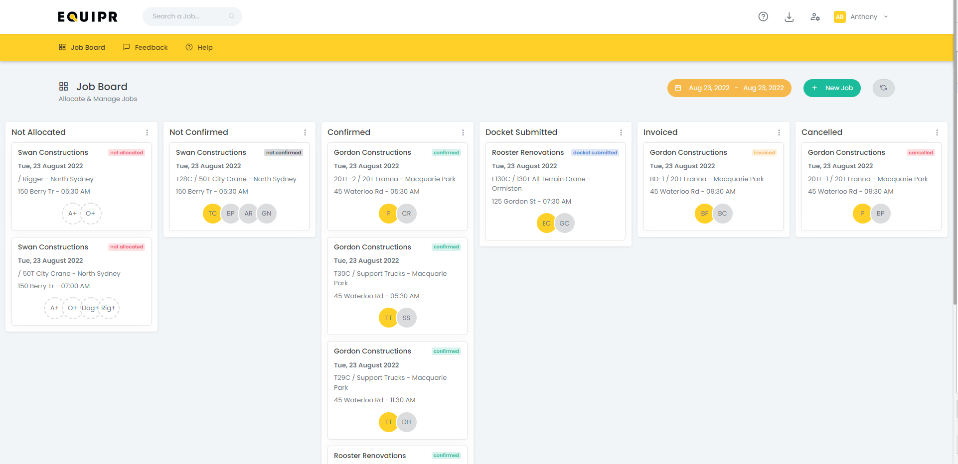 screenshot of EQUIPR Allocate